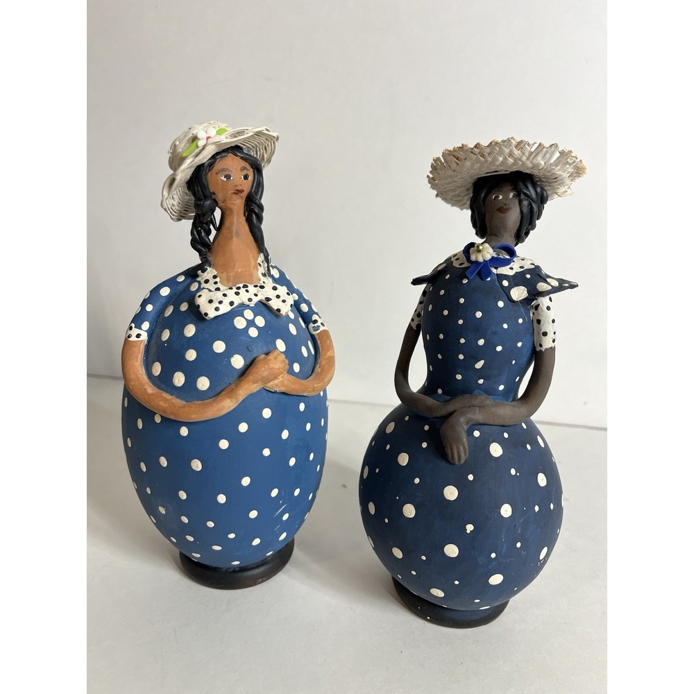 C Grande MS Brasis Signed Handcrafted Gourd Folkart Figurines 7.5 In Set Of 2